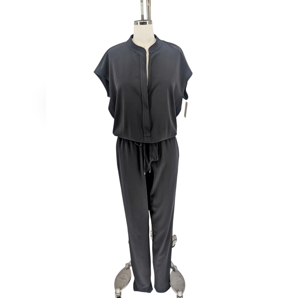 00910 Vince Half Zip Blouson Jumpsuit black 10 minimalist casual streetwear